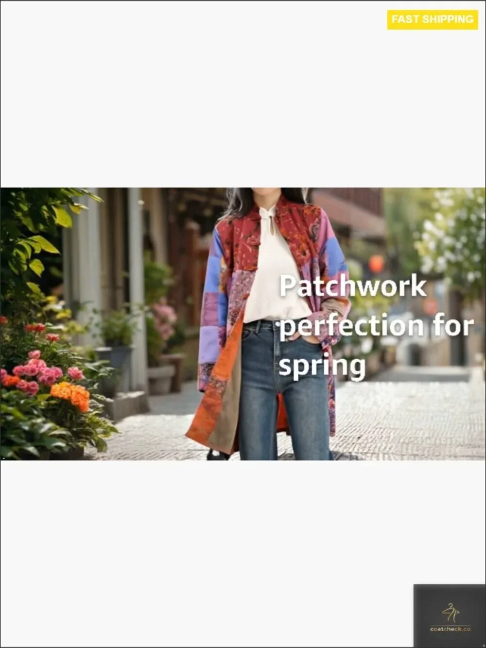 Patchwork Jacket Boho Floral Lightweight Spring Fall Coat Artistic Vintage